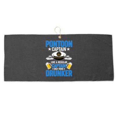 Pontoon Captain Like A Regular Captain Only More Drunker Beer Large Microfiber Waffle Golf Towel