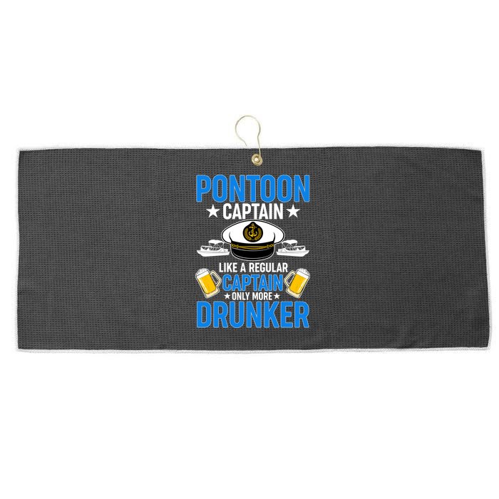 Pontoon Captain Like A Regular Captain Only More Drunker Beer Large Microfiber Waffle Golf Towel
