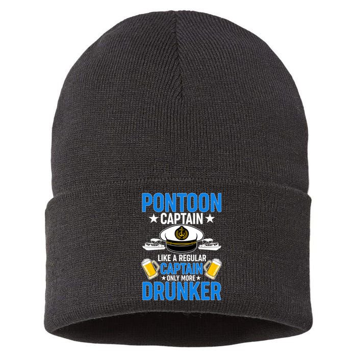 Pontoon Captain Like A Regular Captain Only More Drunker Beer Sustainable Knit Beanie
