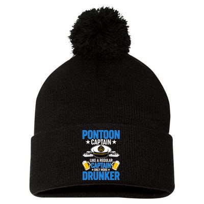 Pontoon Captain Like A Regular Captain Only More Drunker Beer Pom Pom 12in Knit Beanie