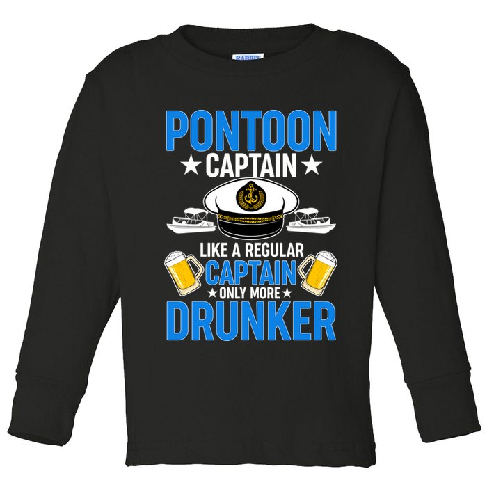 Pontoon Captain Like A Regular Captain Only More Drunker Beer Toddler Long Sleeve Shirt