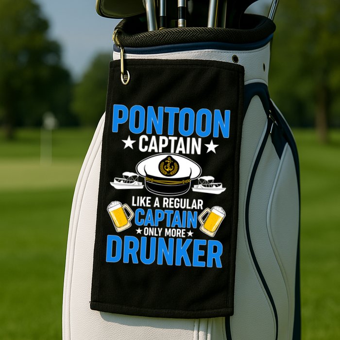 Pontoon Captain Like A Regular Captain Only More Drunker Beer Golf Towel