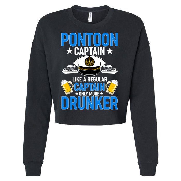 Pontoon Captain Like A Regular Captain Only More Drunker Beer Cropped Pullover Crew