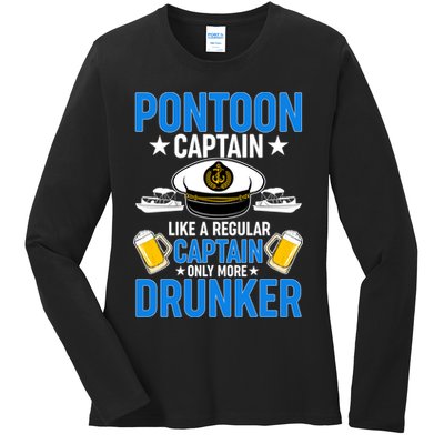 Pontoon Captain Like A Regular Captain Only More Drunker Beer Ladies Long Sleeve Shirt