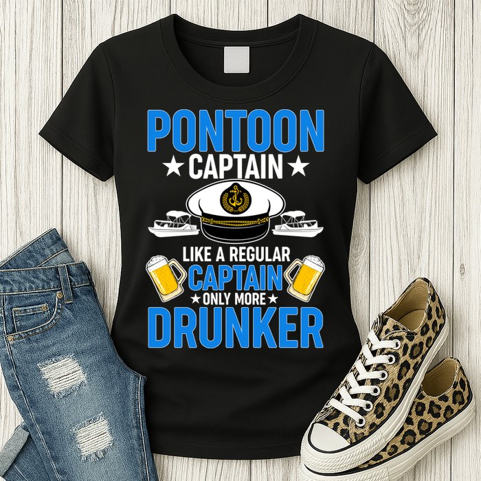 Pontoon Captain Like A Regular Captain Only More Drunker Beer Womens T-Shirt