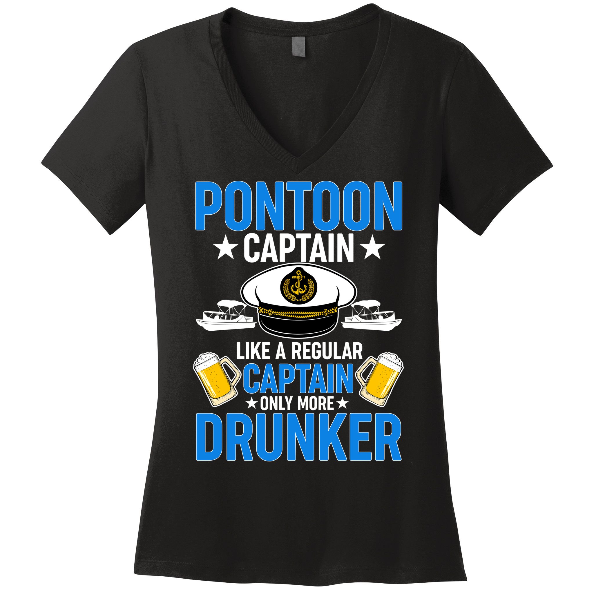 Pontoon Captain Like A Regular Captain Only More Drunker Beer Women's V-Neck T-Shirt