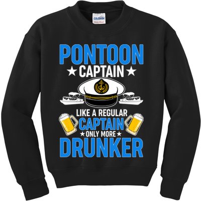 Pontoon Captain Like A Regular Captain Only More Drunker Beer Kids Sweatshirt