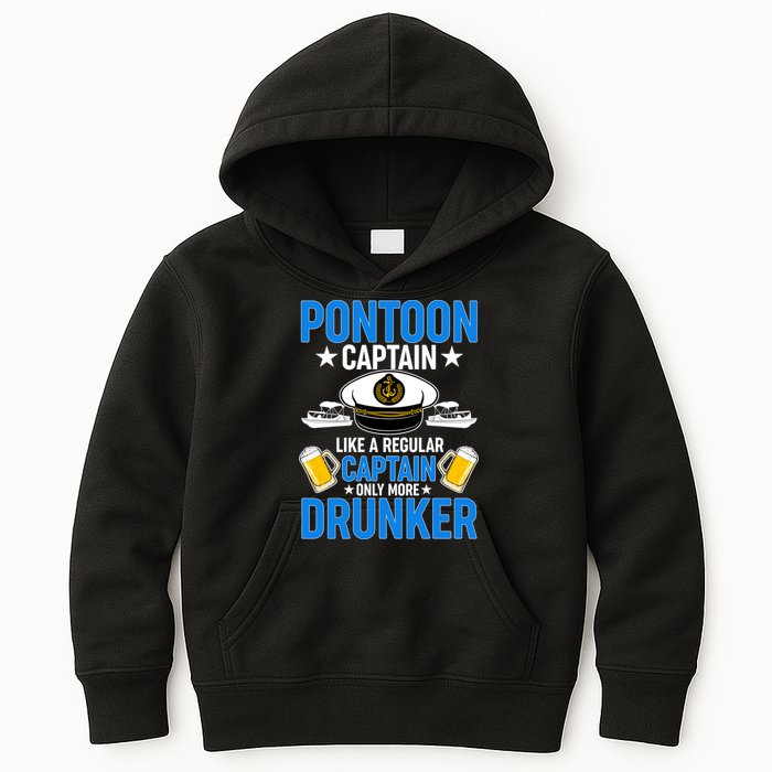 Pontoon Captain Like A Regular Captain Only More Drunker Beer Kids Hoodie