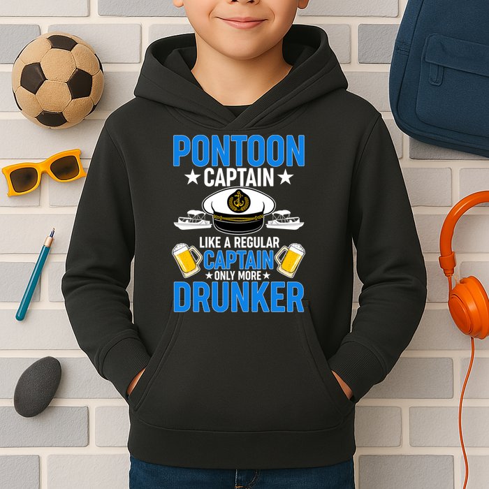 Pontoon Captain Like A Regular Captain Only More Drunker Beer Kids Hoodie