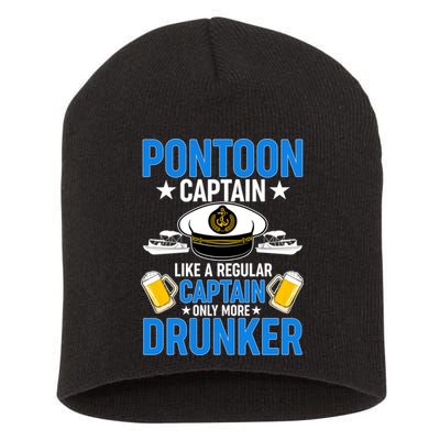 Pontoon Captain Like A Regular Captain Only More Drunker Beer Short Acrylic Beanie