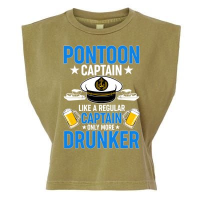 Pontoon Captain Like A Regular Captain Only More Drunker Beer Garment-Dyed Women's Muscle Tee