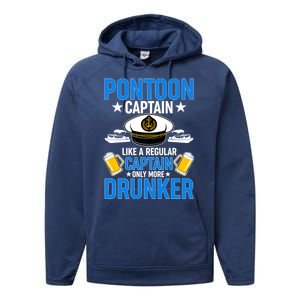 Pontoon Captain Like A Regular Captain Only More Drunker Beer Performance Fleece Hoodie