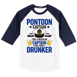 Pontoon Captain Like A Regular Captain Only More Drunker Beer Baseball Sleeve Shirt