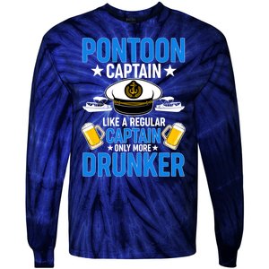 Pontoon Captain Like A Regular Captain Only More Drunker Beer Tie-Dye Long Sleeve Shirt