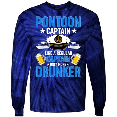 Pontoon Captain Like A Regular Captain Only More Drunker Beer Tie-Dye Long Sleeve Shirt