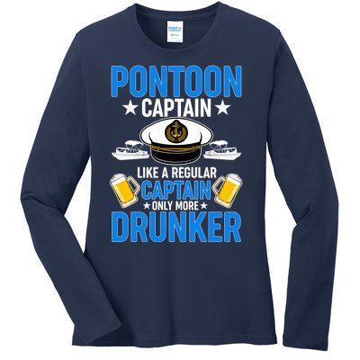 Pontoon Captain Like A Regular Captain Only More Drunker Beer Ladies Long Sleeve Shirt