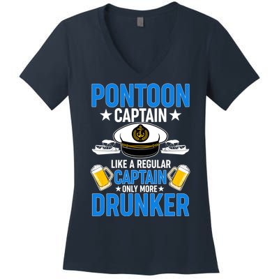 Pontoon Captain Like A Regular Captain Only More Drunker Beer Women's V-Neck T-Shirt