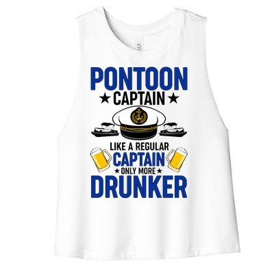 Pontoon Captain Like A Regular Captain Only More Drunker Beer Women's Racerback Cropped Tank