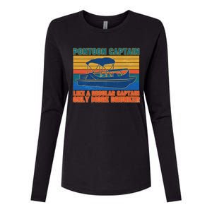 Pontoon Drunk Captain Womens Cotton Relaxed Long Sleeve T-Shirt