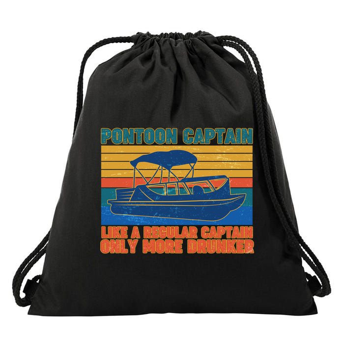 Pontoon Drunk Captain Drawstring Bag