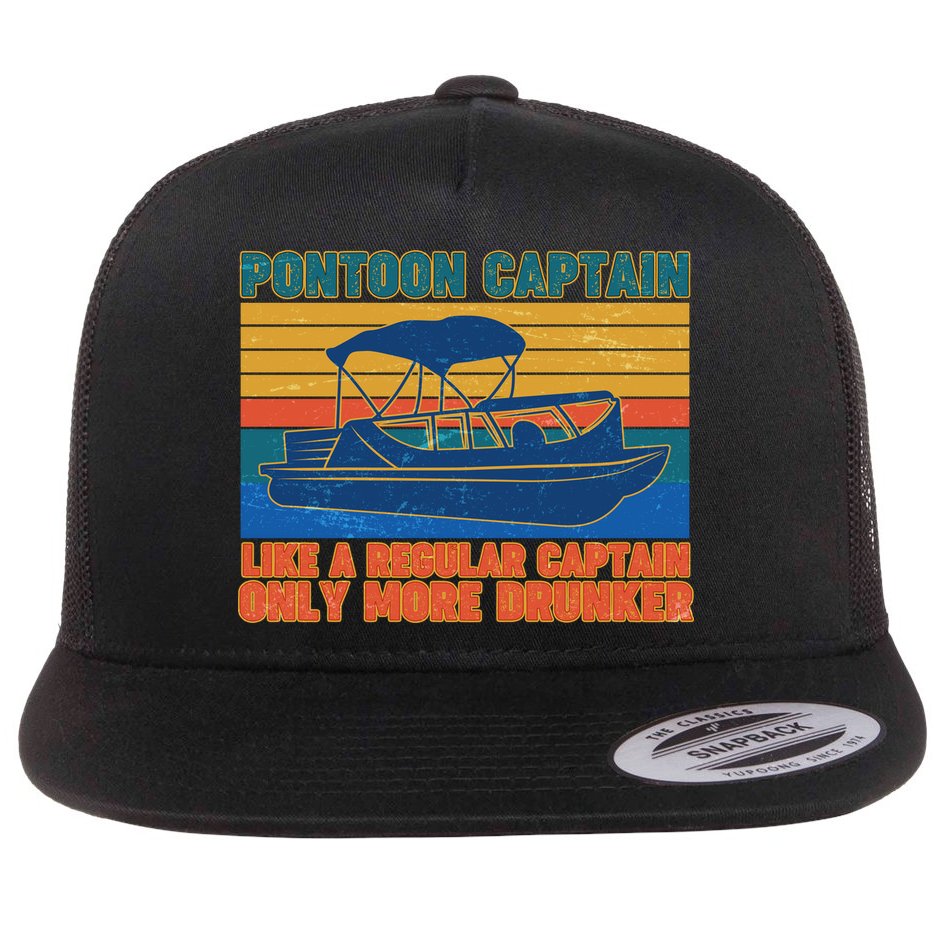 Pontoon Drunk Captain Flat Bill Trucker Hat