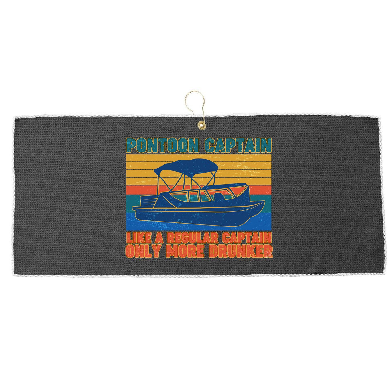 Pontoon Drunk Captain Large Microfiber Waffle Golf Towel