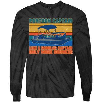 Pontoon Drunk Captain Tie-Dye Long Sleeve Shirt