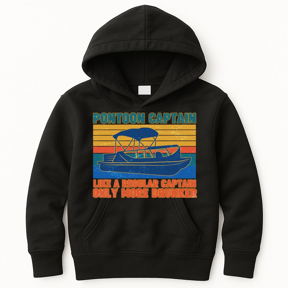Pontoon Drunk Captain Kids Hoodie