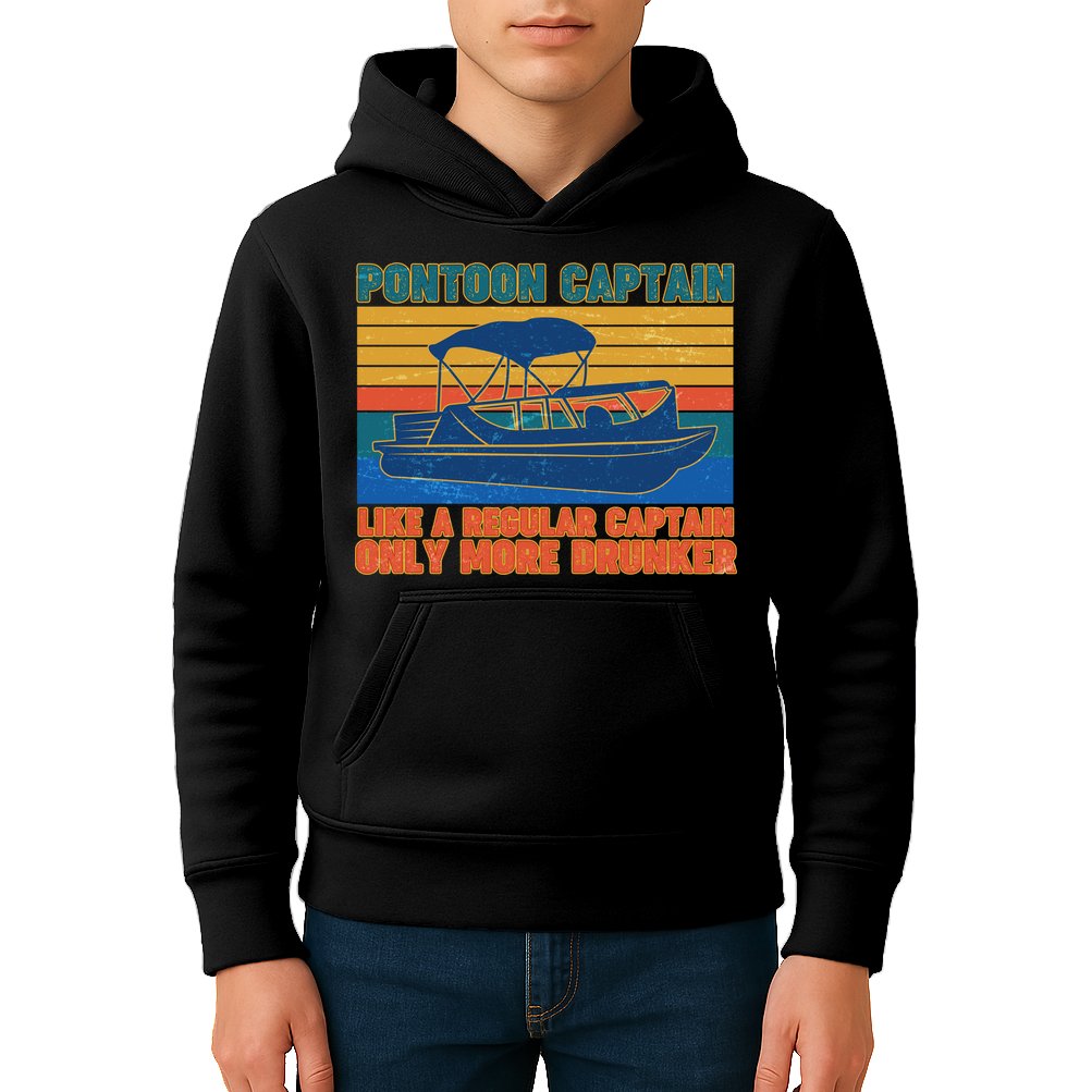 Pontoon Drunk Captain Kids Hoodie