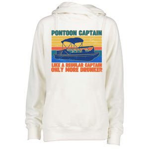 Pontoon Drunk Captain Womens Funnel Neck Pullover Hood