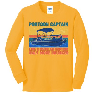 Pontoon Drunk Captain Kids Long Sleeve Shirt