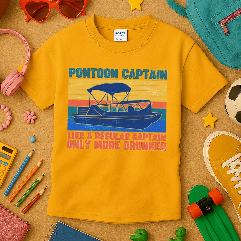 Pontoon Drunk Captain Kids T-Shirt