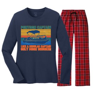 Pontoon Drunk Captain Women's Long Sleeve Flannel Pajama Set 