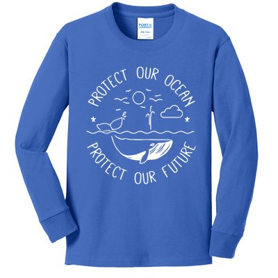 Protect Our Ocean Protect Our Future Whale Ocean Cute Gift Kids Long Sleeve Shirt