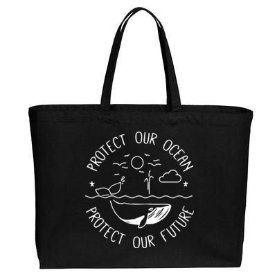 Protect Our Ocean Protect Our Future Whale Ocean Cute Gift Cotton Canvas Jumbo Tote