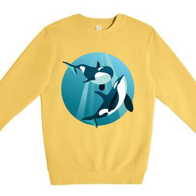 Pair Of Orcas Swimming Premium Crewneck Sweatshirt