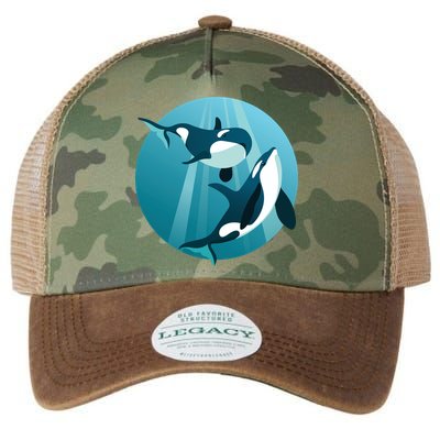 Pair Of Orcas Swimming Legacy Tie Dye Trucker Hat