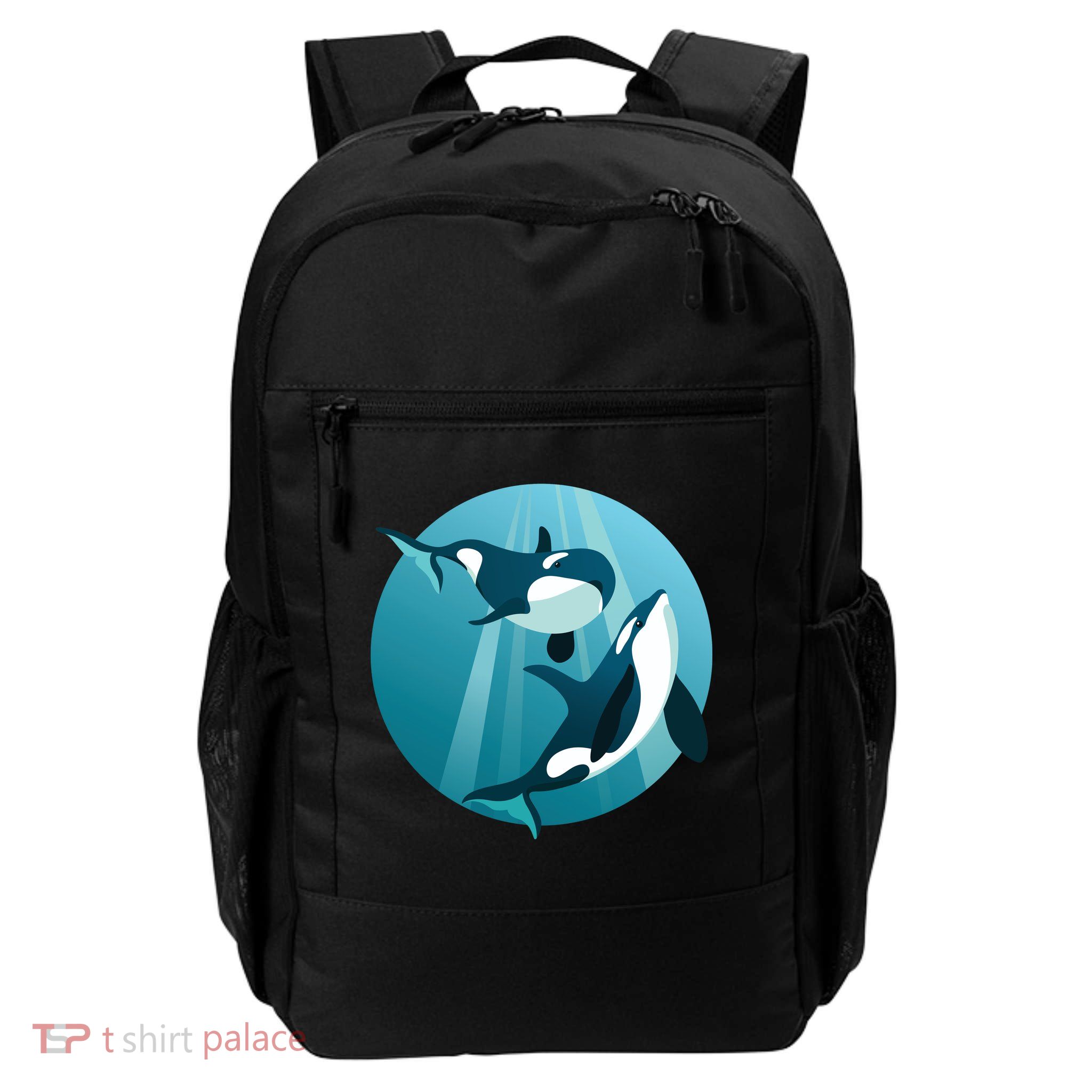 Pair Of Orcas Swimming Daily Commute Backpack
