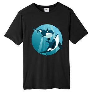 Pair Of Orcas Swimming Tall Fusion ChromaSoft Performance T-Shirt