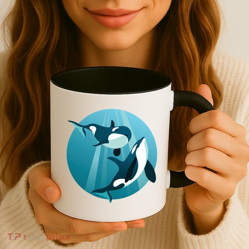 Pair Of Orcas Swimming Mug