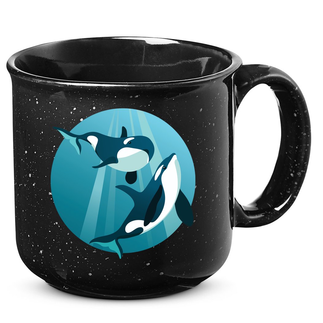 Pair Of Orcas Swimming 15oz Campfire Ceramic Mug