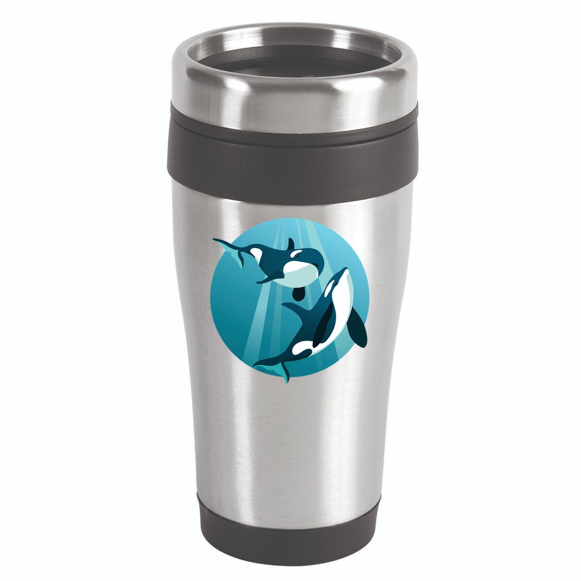 Pair Of Orcas Swimming 16oz Travel Tumbler