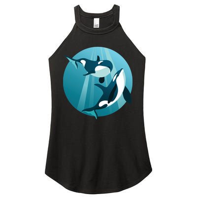 Pair Of Orcas Swimming Women's Perfect Tri Rocker Tank