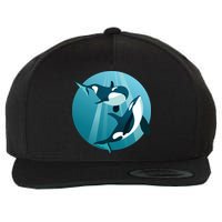 Pair Of Orcas Swimming Wool Snapback Cap