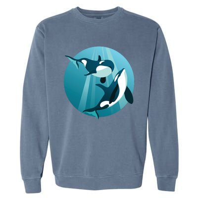 Pair Of Orcas Swimming Garment-Dyed Sweatshirt