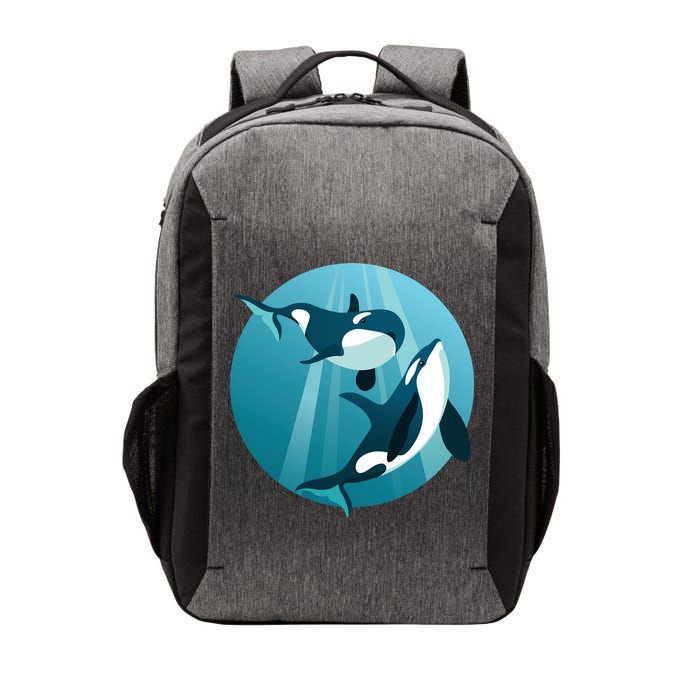 Pair Of Orcas Swimming Vector Backpack