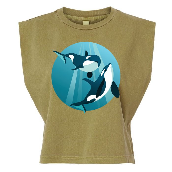 Pair Of Orcas Swimming Garment-Dyed Women's Muscle Tee