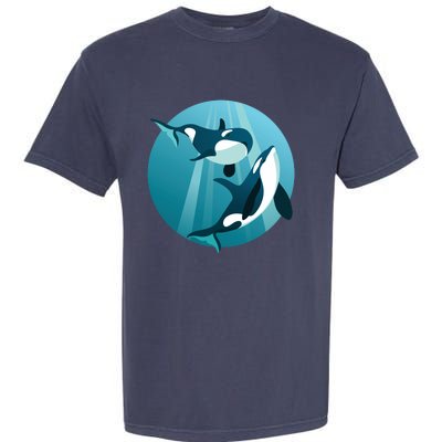 Pair Of Orcas Swimming Garment-Dyed Heavyweight T-Shirt