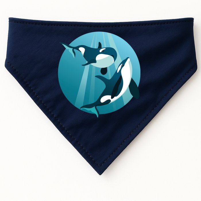 Pair Of Orcas Swimming USA-Made Doggie Bandana