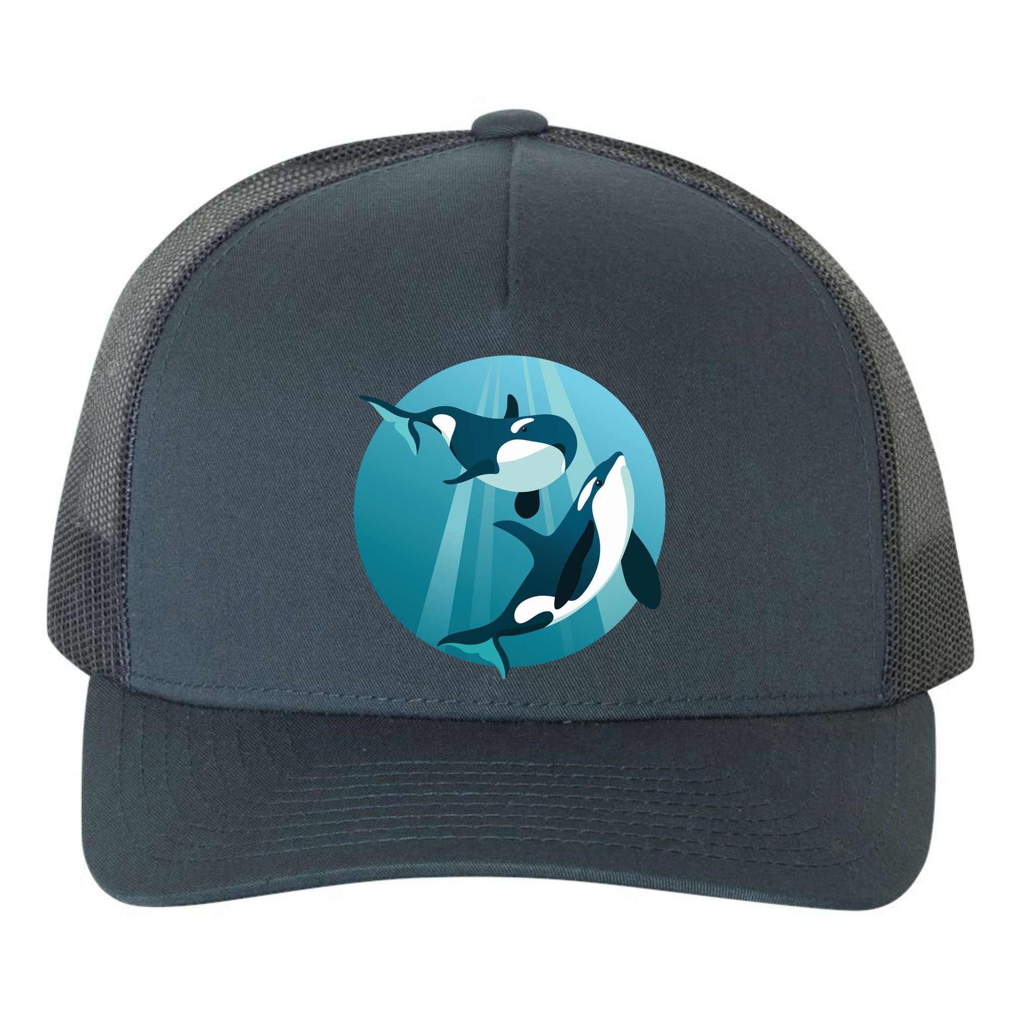 Pair Of Orcas Swimming Yupoong Adult 5-Panel Trucker Hat